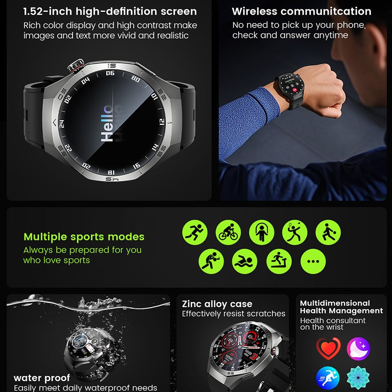 2025Novo Para Android e iOS Smartwatch Masculino Tela AMOLED GPS Rota de movimento Batimentos cardíacos Chamadas Bluetooth Smartwatch À Prova D'água
