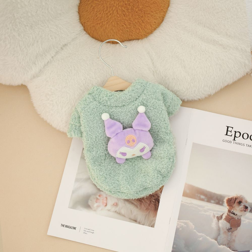 Sanrio Kuromi Moletom de Veludo Dupla Face para Cães e Gatos, Quente para Outono e Inverno, Roupas de Cachorro de Flanela, Jaqueta de Gato Engrossada, Suprimentos para Animais de Estimação