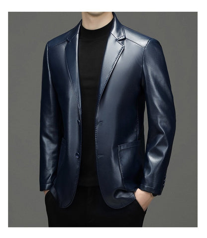 2025 Autumn Winter Men's Genuine Leather Blazers Jackets Slim Fit Suits Coats Business Casual Genuine Leather Suits Jackets Male