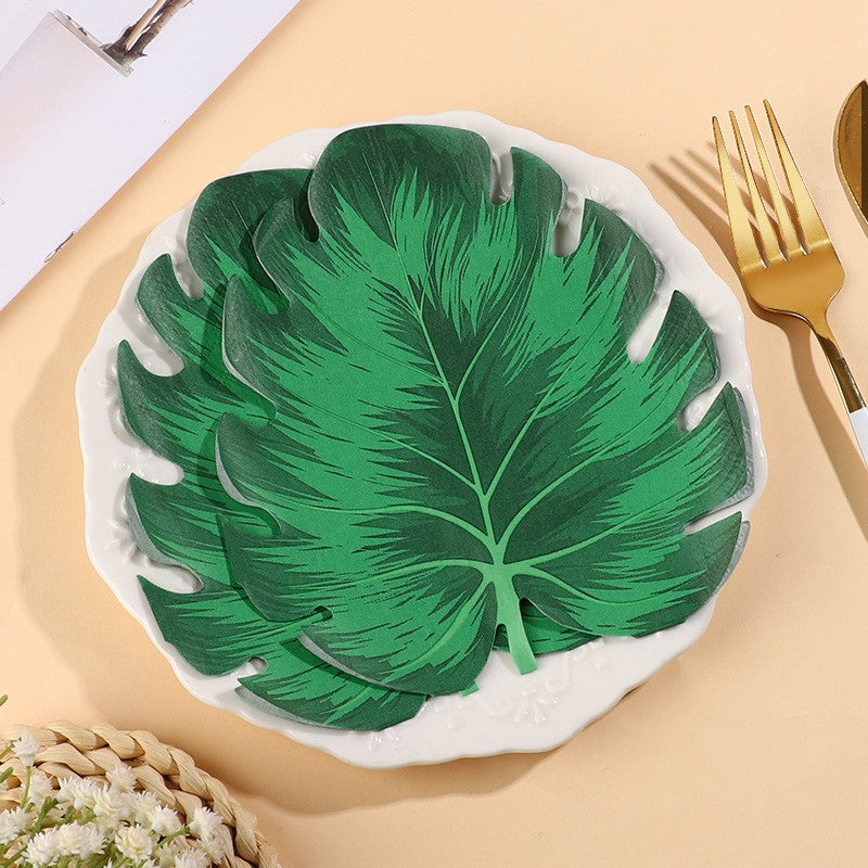 20-100Pcs Bulk Tropical Jungle Leaf Paper Napkin for Hawaiian Summer Beach Birthday Party Table Decoration Wedding Supplies