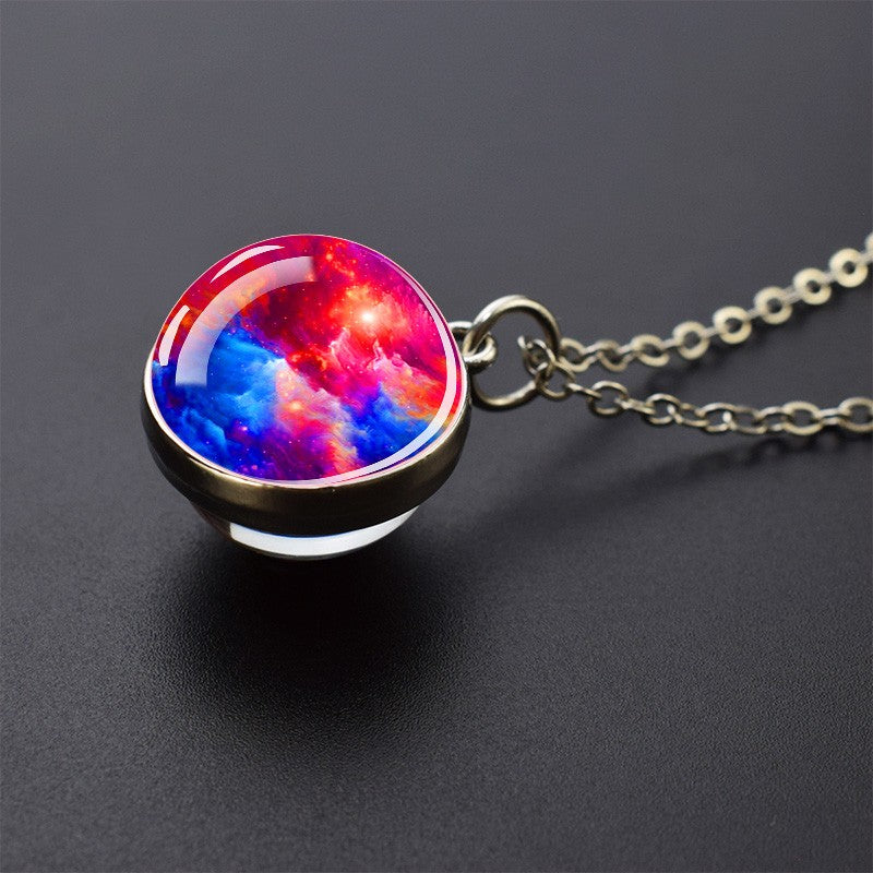Colares Aurora Yin Yang Fênix de Gelo e Fogo Pingente de Bola de Vidro Dupla Face Colar de Correntes da Moda Joias Legais Feminino Masculino