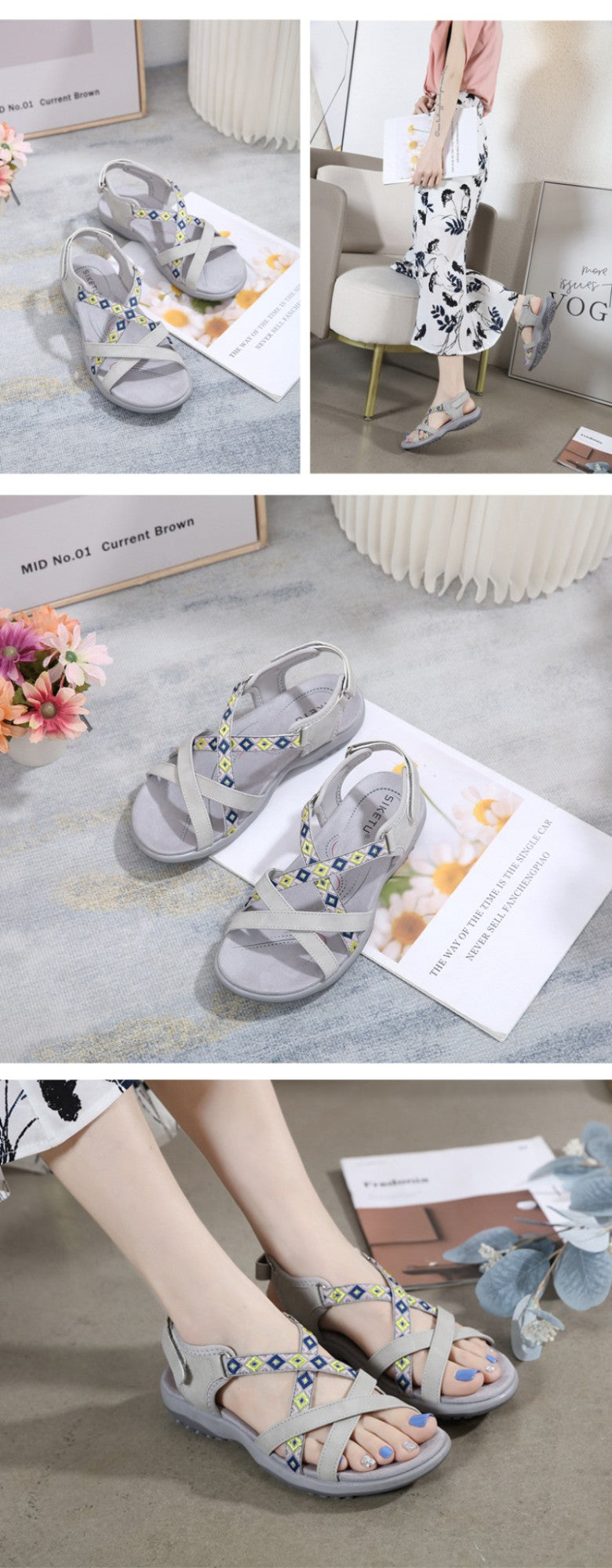 Comfortable Wear-Resistant Flat Shoes New Versatile Fashionable Women's Light And Comfortable Sandals Breathable Ethnic Style