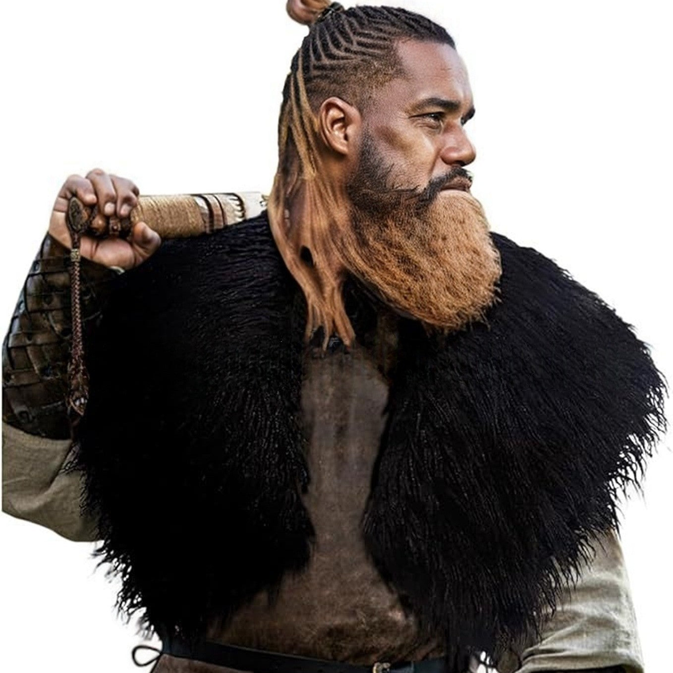 Fur Collar Winter Clothing King Warrior Cloak Viking Fur Shawl Medieval Warrior Artificial Fur Cloak Halloween Cosplay Costume