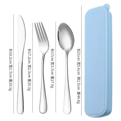 Portable Stainless Steel Cutlery Suit with Storage Box Chopstick Fork Spoon Knife Travel Tableware Set Camping Cutlery