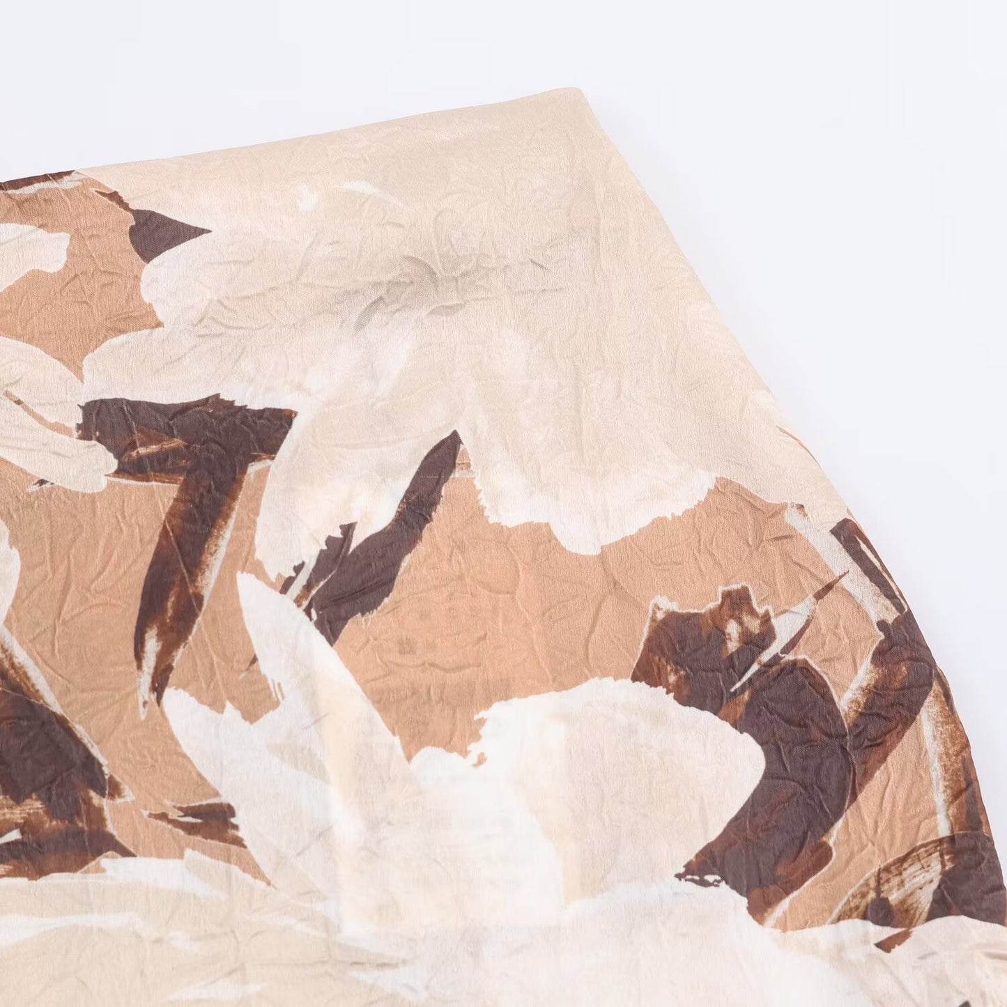 2025 Autumn New Product Women's Casual Style Fashion High Waist Printed Wrinkle Effect Midi Half Body Skirt