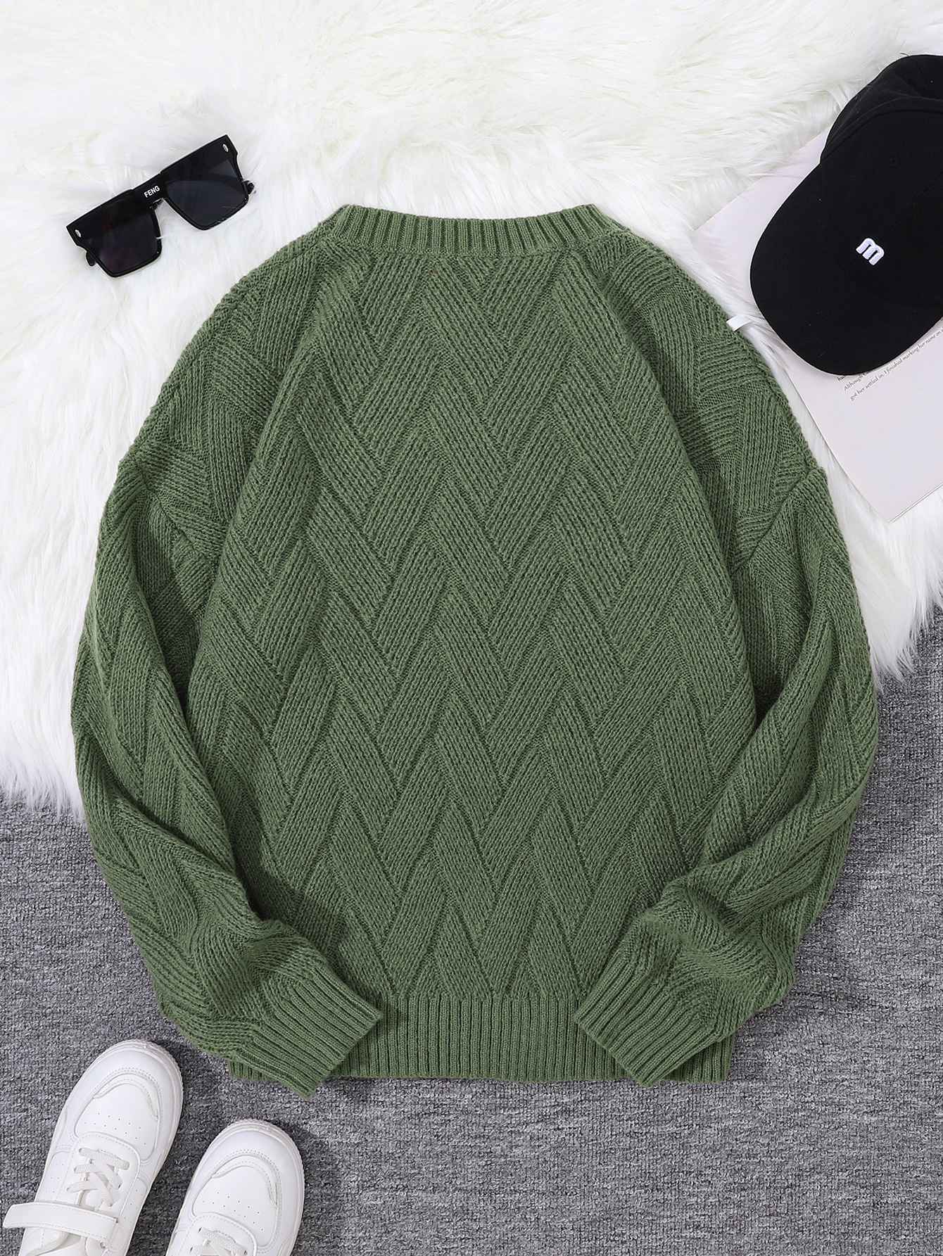 New\Japanese Style Round Neck Couple Sweater Plain Weave Style Casual Versatile Trendyy Men's Long-Sleeved Sweater Top