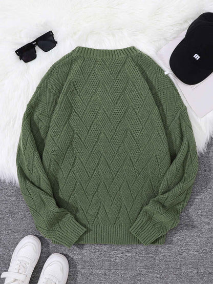 New\Japanese Style Round Neck Couple Sweater Plain Weave Style Casual Versatile Trendyy Men's Long-Sleeved Sweater Top