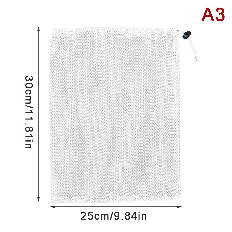 Black White Durable Mesh Drawstring Bag Storage Pouch Multi Purpose Home Travel Outdoor Activity Laundry Bag Stuff Sack