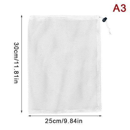 Black White Durable Mesh Drawstring Bag Storage Pouch Multi Purpose Home Travel Outdoor Activity Laundry Bag Stuff Sack