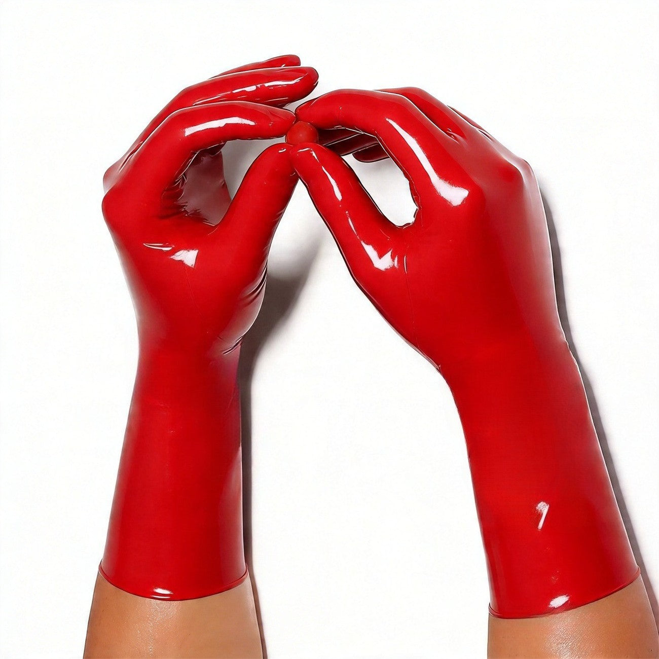 Women Men Natural Latex RED Gloves Rubber Short Gloves Cosplay Costumes Accessory