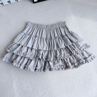 Purple Pumpkin Cake Skirt Women Y2k Short Fluffy White Lace Mini Skirts Girl's Sweet Lolita Pink A Line Pleated Skirts For Women
