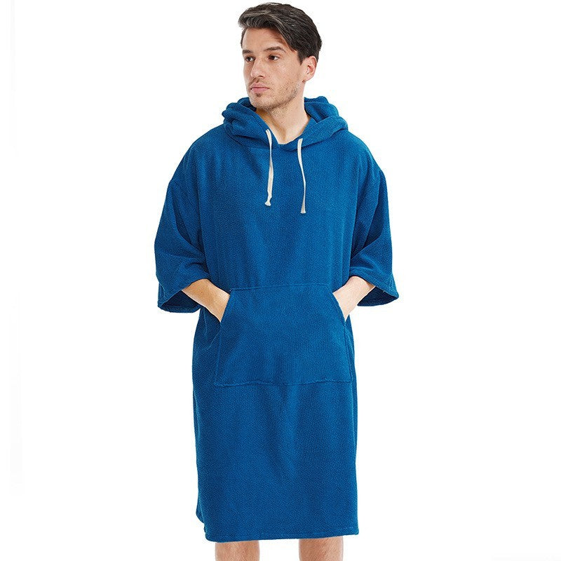 Quick dry Solid microfiber Changing Robe Surf Poncho Hooded Beach Towel Hooded Poncho Towel For Adults men and women