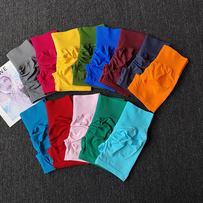 Yoga Shorts Peach Hot Girls Three-Cross Pants High Waist Knitted Pressure Running Sport Elastic Belly Lifting Butt Tight Pants