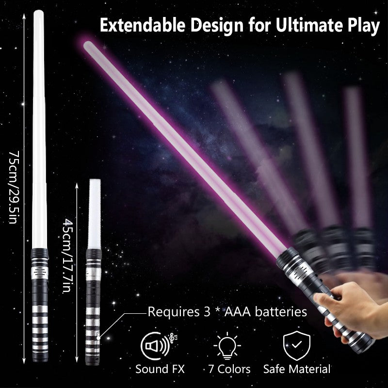 4-16Packs Light Up Sabers 7 Colors Expandable Light Swords Toys for Kid Adult Birthday Gifts Classroom Rewards Wedding Favors