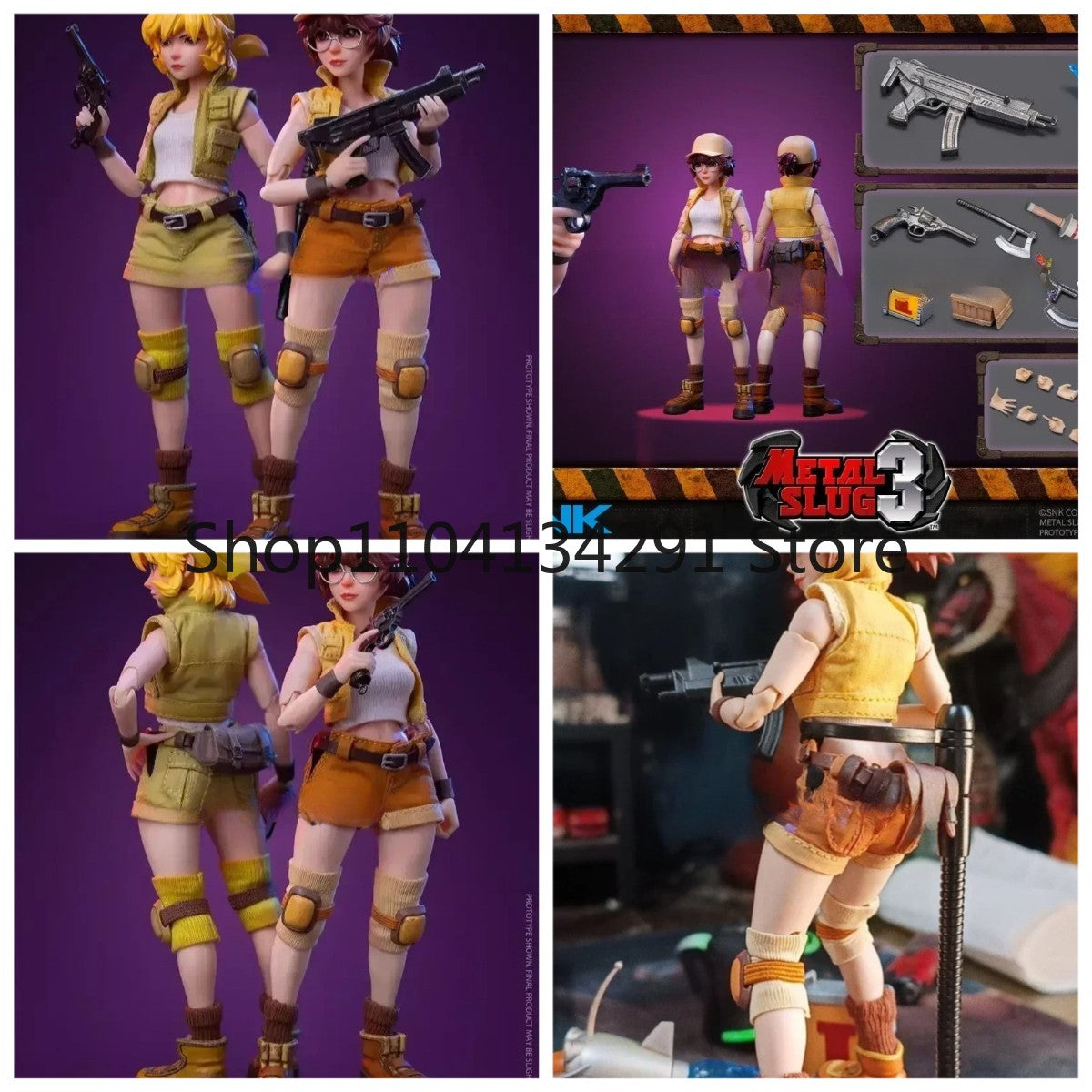 Bonecos de ação originais SNK Metal Slug Fio e Alice Sisters em escala 1/12 colecionáveis ERI006 ERI007 Boneco de ação de brinquedo
