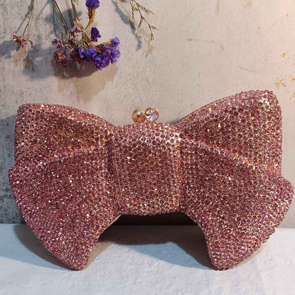 Luxury Women Pink Flower Clutch Bags Stone Evening Bags Bridal Rhinestone Handbags Wedding Clutches Bags Dinner Minaudiere Purse
