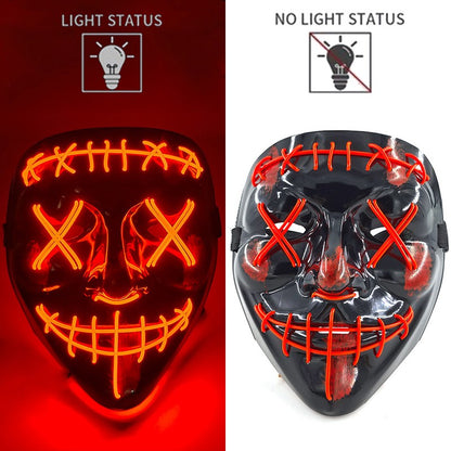 Wireless LED Purge Mask Neon Glow In Dark Scary Grimace Full Face Mask Cosplay Rave Bar Club Masquerade Carnival Party Decor