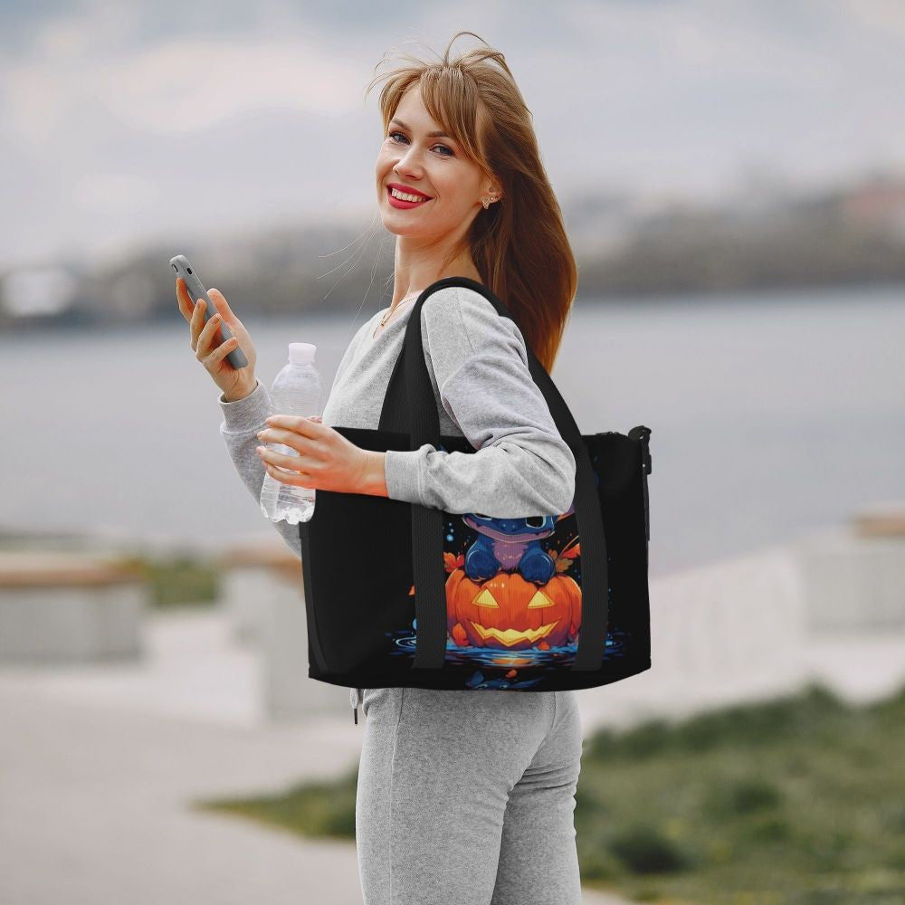 Custom Large SLilo And Stitch Cartoon Tote Bag Women Anime Shopping Shoulder Beach Gym Travel Bag