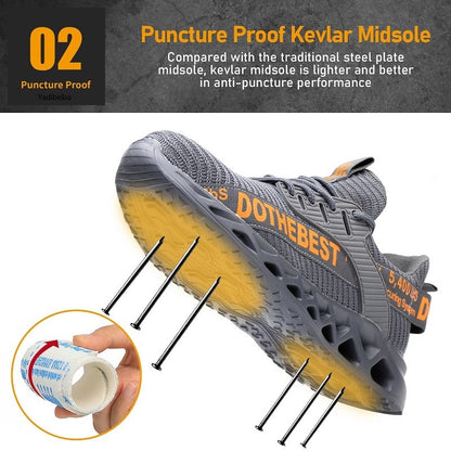 Sapatos de Segurança Bico de Aço Masculino Feminino Tênis de Trabalho Leves Sapatos de Trabalho à Prova de Furos Botas de Trabalho de Segurança Unissex para Construção