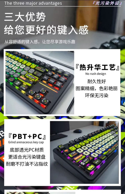 Doomsday Crossing Personalized Keycaps 125 Keys PBT+PC SAX Quad Translucent Pudding Keycaps for MX Switch Mechanical Keyboards