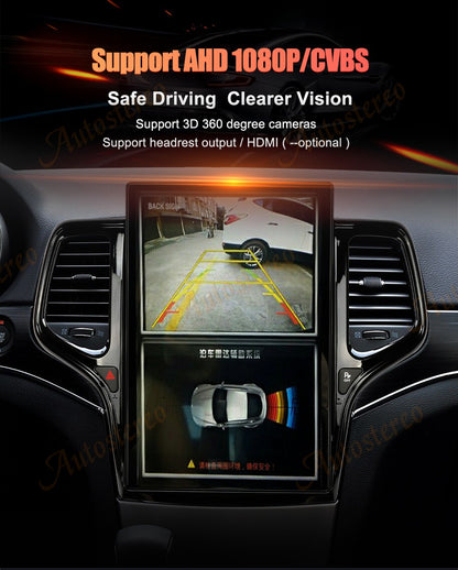 14.4 Polegadas Android 8+128GB para JEEP Grand Cherokee 2010-2021 Estilo Tesla Carro GPS Navegação Multimídia Player Rádio Toca-fitas Central