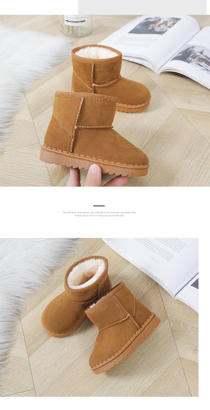 Children Snow Boots for Boys Girls Little Toddler Kids Thermal Boots Ankle Warm Classic Suede Flock Fabric Fashion Autumn Winter