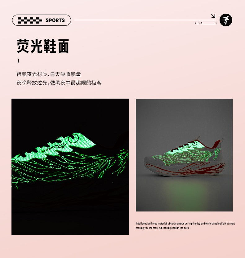 Fluorescence  Running Shoes Carbon Board Marathon Men Sports Lightweight Women's Comfortable Athletic Nonskid Sneakers Casual
