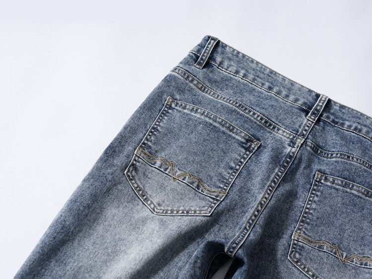 Calça Jeans Masculina Clássica Solta Reta Wide Leg de Sarja Lavada de Alta Qualidade Masculina Fina Fresca Elástica Masculina Casual de Caimento Regular
