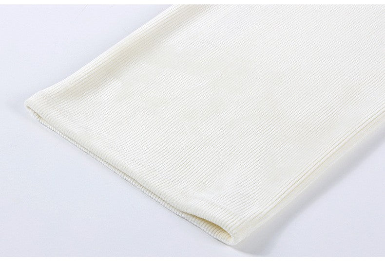 Women Wide Leg Corduroy Pants Autumn Winter Women Basic Elastic Waist Stright Long Pants Casual Female Long Pants Trousers