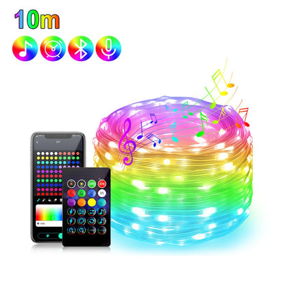Bluetooth Smart LED String Fairy Lights 5V WS2812B Christmas Garland Light RGBIC Dream Color Waterproof IP67 for Party Holiday