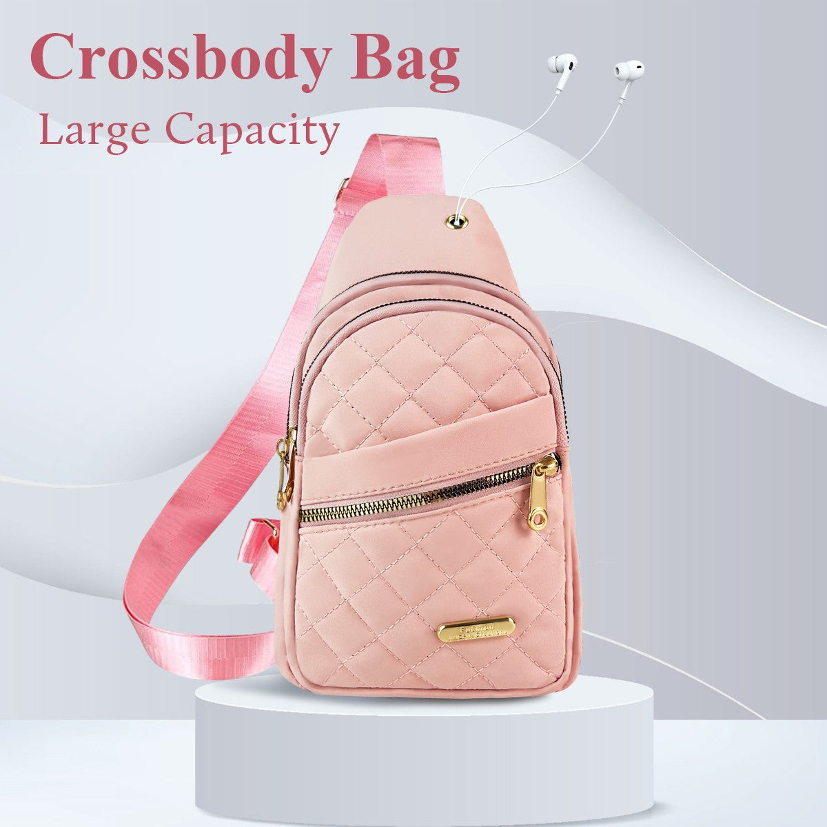 Adjustable Quilted Sling Backpack Outdoor Travel Bag For Men Women Casual Crossbody Small Sling Backpack Sling Bags