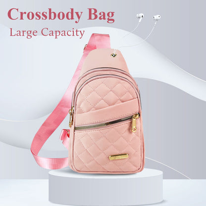 Adjustable Quilted Sling Backpack Outdoor Travel Bag For Men Women Casual Crossbody Small Sling Backpack Sling Bags