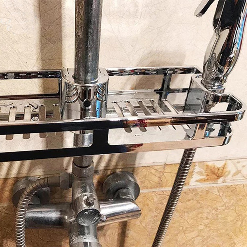 1 Bathroom Storage Shelf Bathroom Hanging Pole Shower Basket Tidy Storage Shelf 285x110mm Organiser Tray Rack Bathroom Fitting