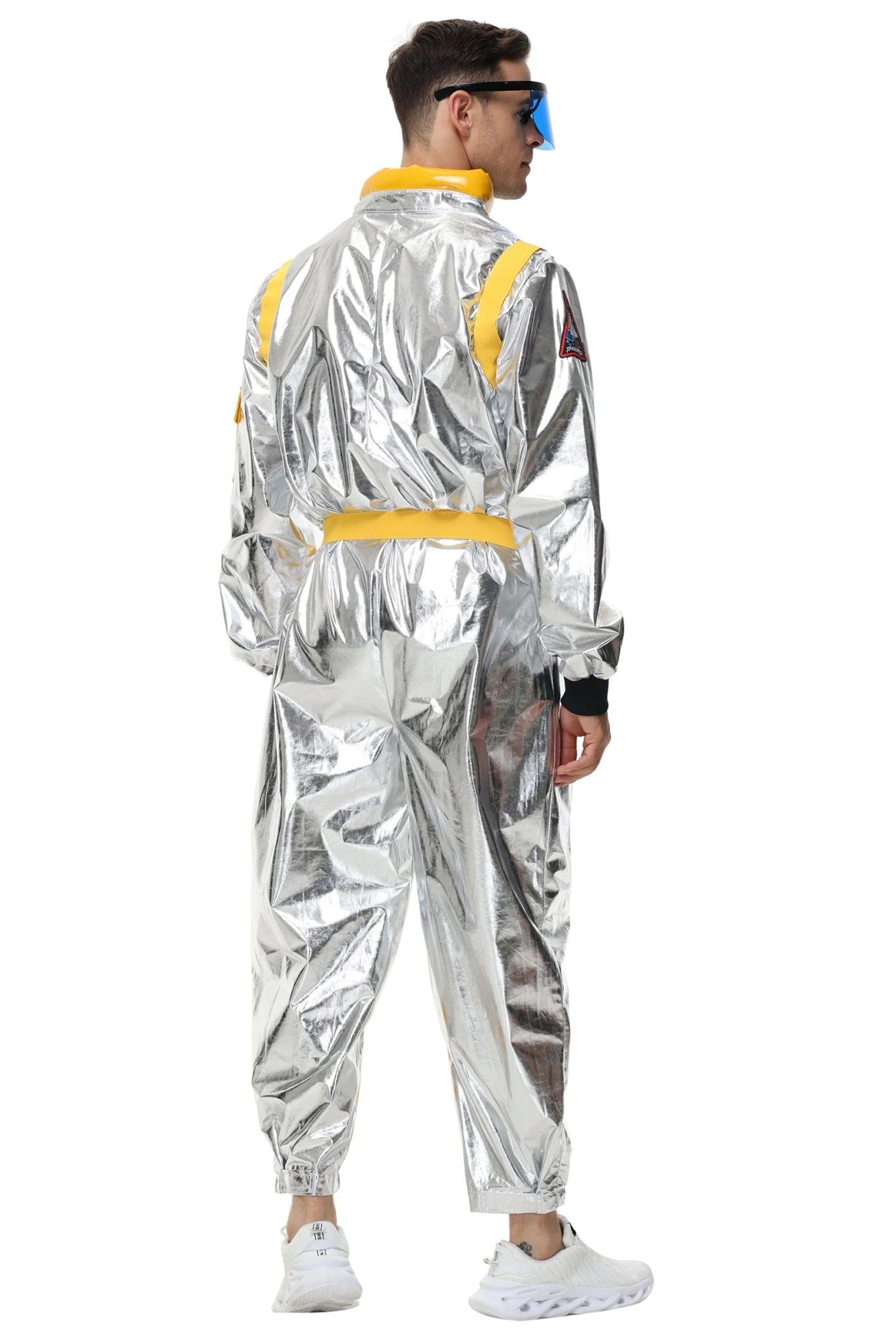 Adult Silver Astronaut Costume Men Women Spaceman Suit Space Jumpsuit Halloween Cosplay Party Dress Up