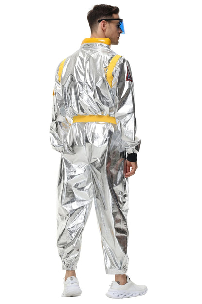 Adult Silver Astronaut Costume Men Women Spaceman Suit Space Jumpsuit Halloween Cosplay Party Dress Up