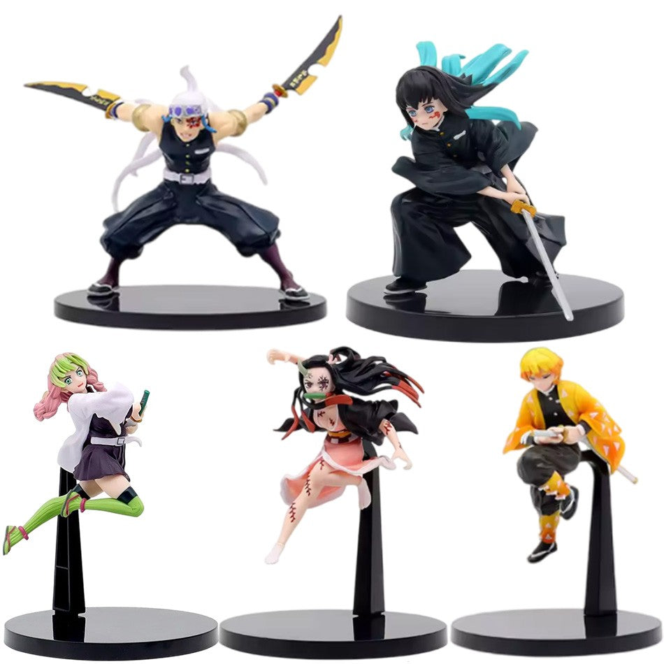 12-20cm Hot Anime Demon Slayer Figure Nezuko Tanjirou Zenitsu Inosuke Kyoujurou Giyuu Kawaii Qposket Figural PVC Modelo Brinquedos Presente