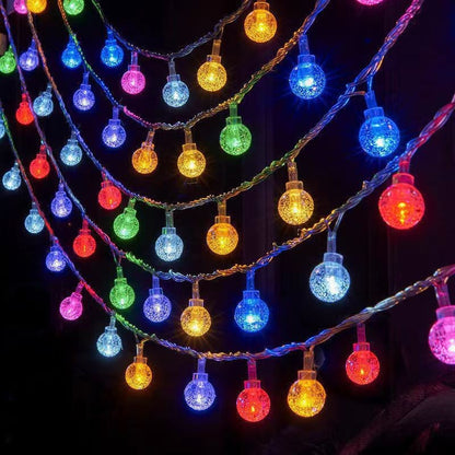LED Crystal Ball String Lights Battery Power Romantic Bubble Ball Light String Indoor Garden Party Christmas Festival Decoration