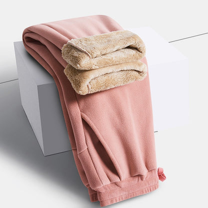 YJKVUR Unisex 2025 Winter New Oversize Pants Men Women Warm Fleece Liner Drawstring Trousers Casual Comfortable Gym Sweatpants