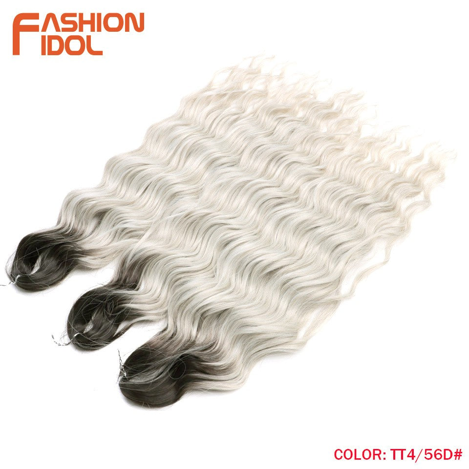FASHION IDOL Cabelo de Crochê Torção Laranja Extensões de Cabelo Trançado de Onda Profunda Sintética Cabelo Onda de Água 24 Polegadas Fibra Resistente ao Calor