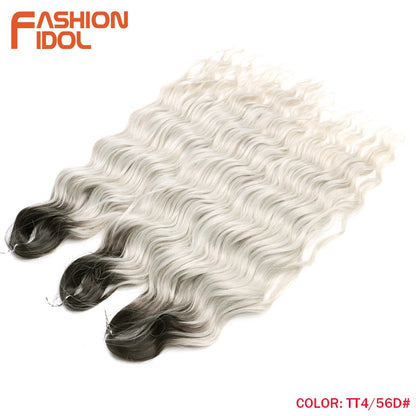 FASHION IDOL Cabelo de Crochê Torção Laranja Extensões de Cabelo Trançado de Onda Profunda Sintética Cabelo Onda de Água 24 Polegadas Fibra Resistente ao Calor