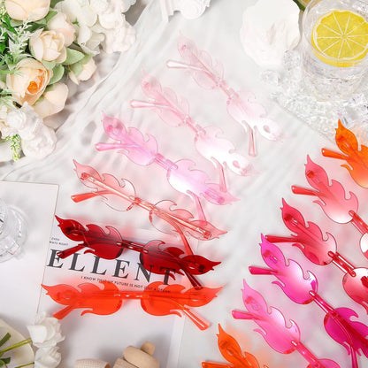 Fun Party Sunglasses Fire Flame Sunglasses Rimless Fire Sunglasses Halloween Candy Color Glasses for Christmas Favors