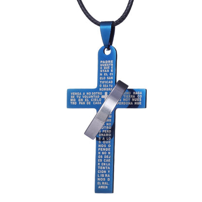 Colar de Bíblia ZRM Joias em Aço Inoxidável com Pingente de Cruz de Jesus para Homens e Mulheres Presentes