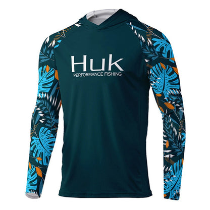 Camisa de Pesca HUK com Capuz Camisa de Pesca Masculina Manga Longa Proteção Uv 50 Camisas de Pesca Vestuário Roupa de Pesca ao Ar Livre