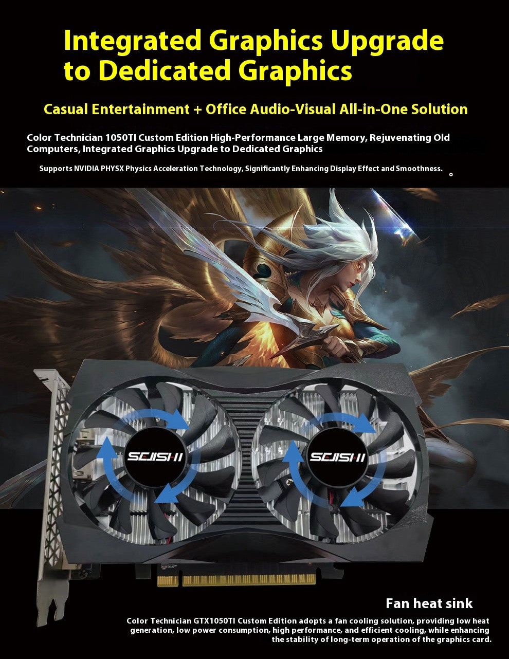Placa de Vídeo SEJISHI NEW Geforce GTX1050Ti 4G 4GB NVIDIA GDDR5 128bit 14NM GPU