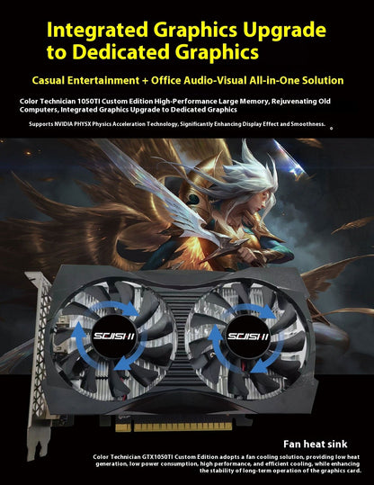 Placa de Vídeo SEJISHI NEW Geforce GTX1050Ti 4G 4GB NVIDIA GDDR5 128bit 14NM GPU