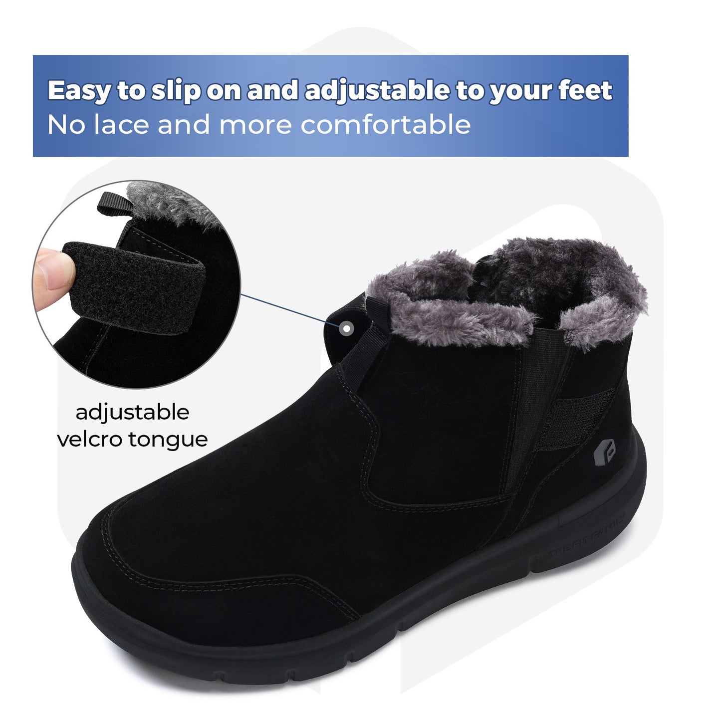 Fitville Men's Boots Winter Wide Version Outdoor Lightweight Snow Boots Men's Waterproof & Non-Slip Thick Warm Thick Fur