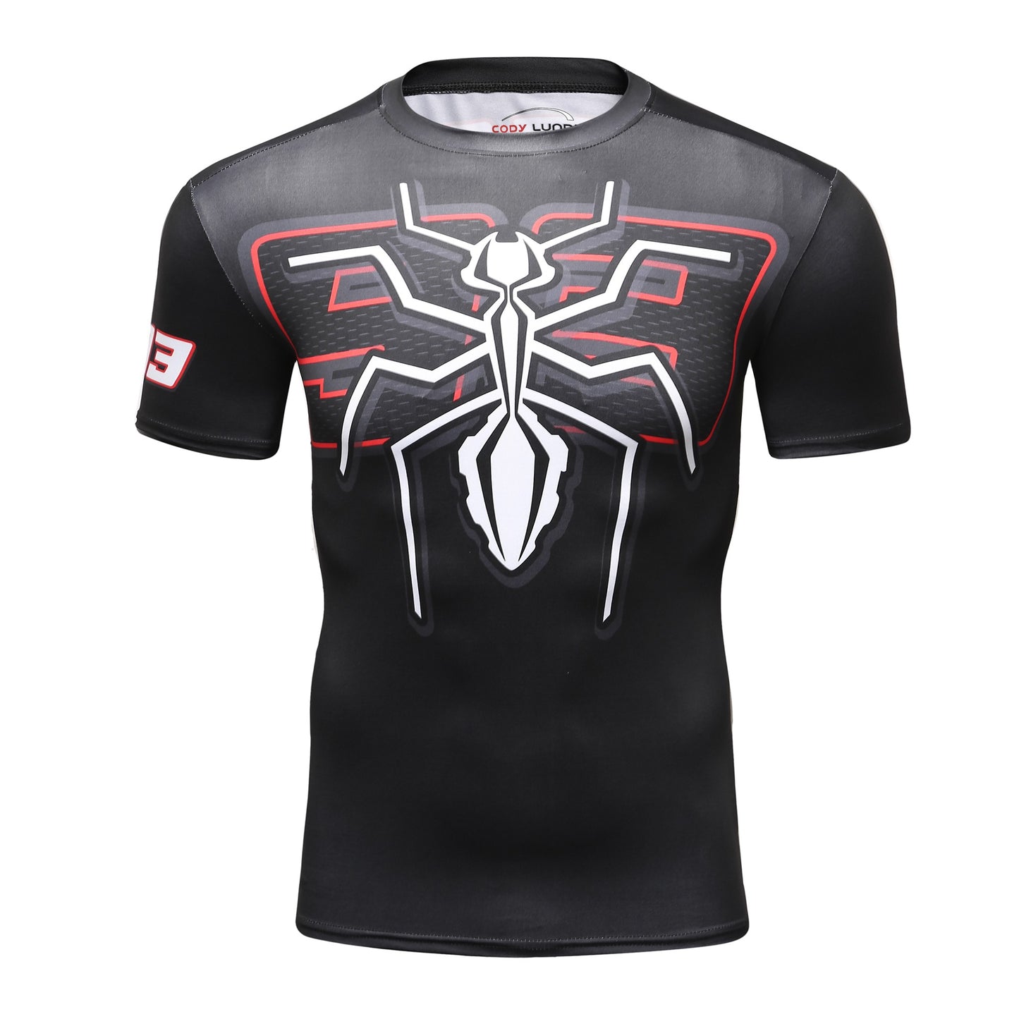 Sportswear Men T-shirt 3D Printing Ant Pattern Novel and Simple, Elastic Compression and Quick-drying Fitness Bodybuilding Shirt