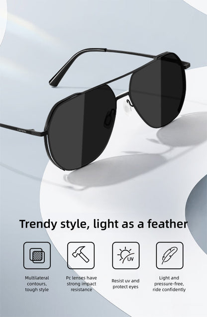 CAPONI Aviator Polarized Men Sunglasses Classic Double Bridge Designer Outdoor Sun Glasses Anti Glare UV400 Silver Shade CP35707