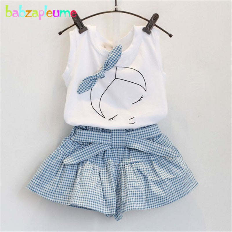Summer Baby Girls Clothes Toddler Clothing Vest+Shorts 2PCS set Children Girls Costume 0-7Year Infant Outfits kidswear BC1152