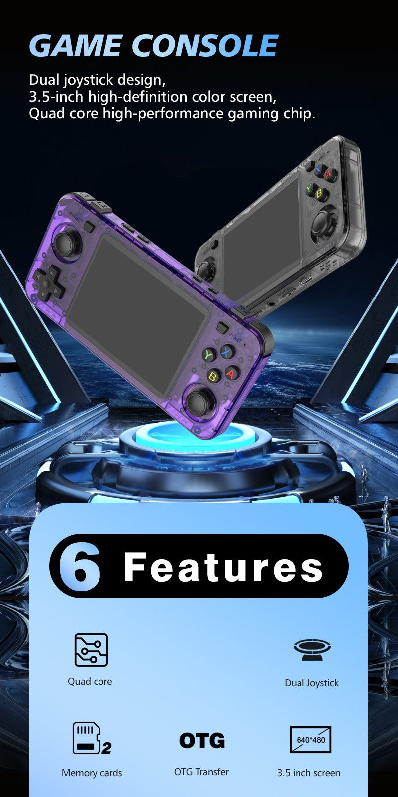 New R36H Retro Handheld Console Open-Source Linux System Classic Game Consoles 3.5 inch IPS Screen 64G Portable Video Player